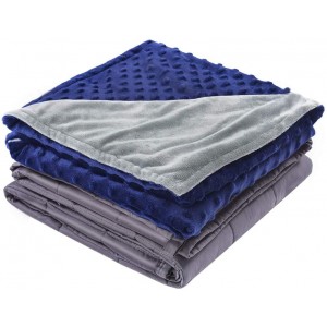 Ultra Soft Plush Weighted Blanket Cover Grey Navy 